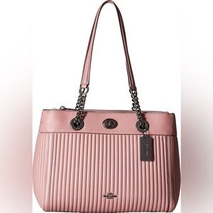 Coach Turnlock Edie Quilted Leather Carryall in Dusty Rose Pink EUC MSRP: $495